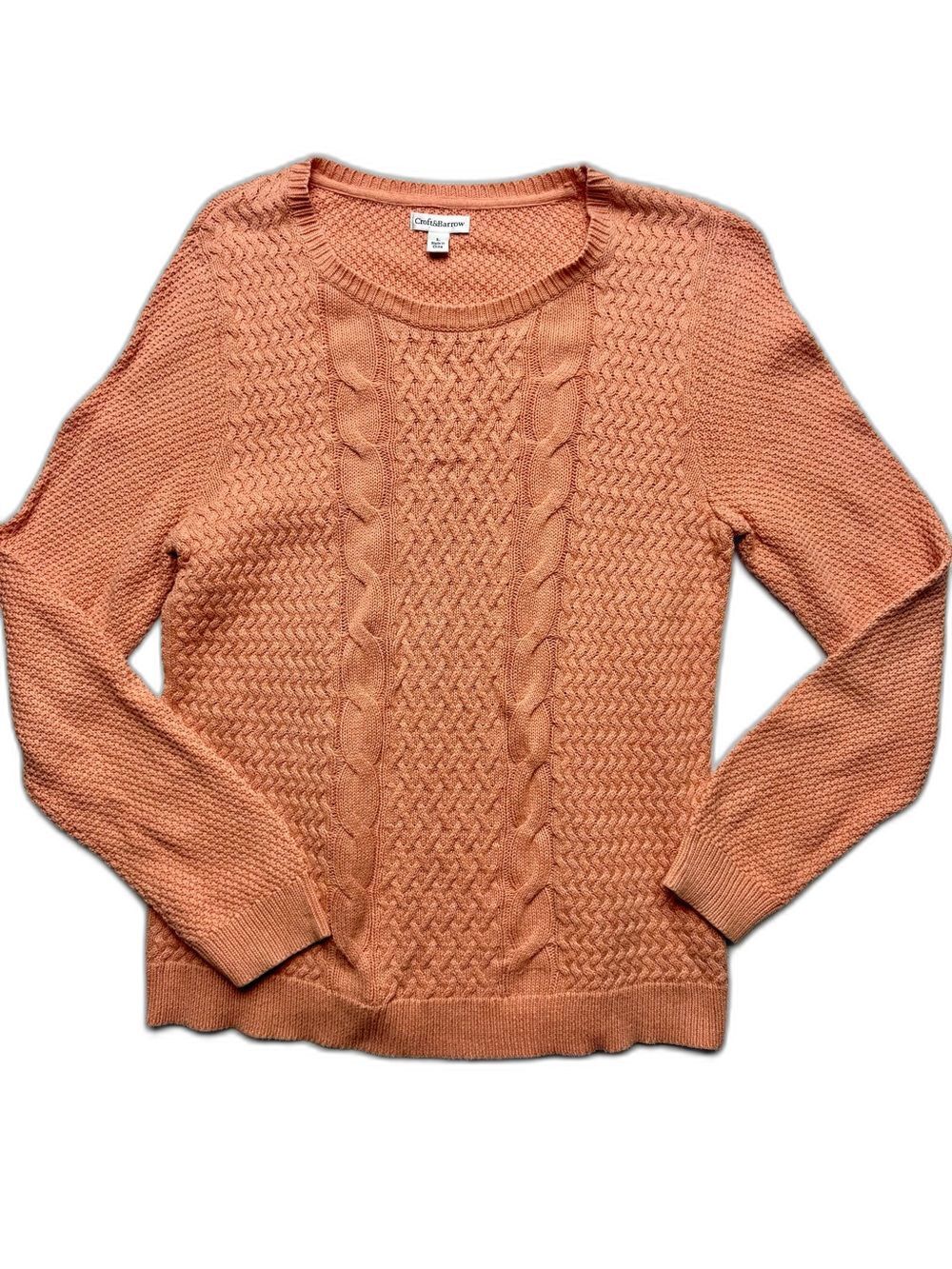 croft & barrow Women's Coral Cable-Front Scoopneck Sweater